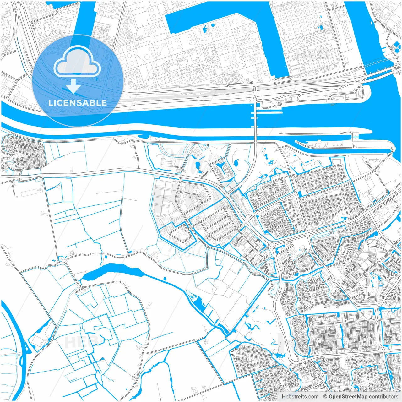 Nissewaard, South Holland, Netherlands, city map with high resolution roads.