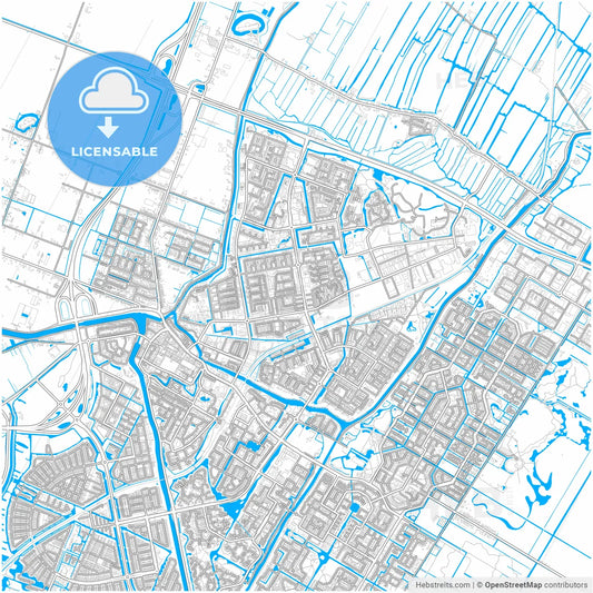 Purmerend, North Holland, Netherlands, city map with high resolution roads.