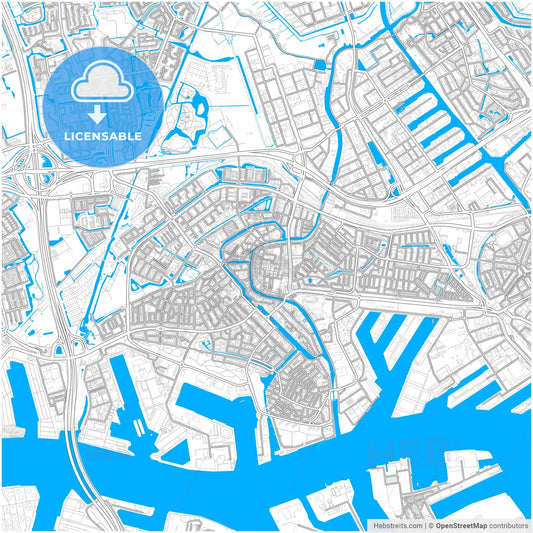 Schiedam, South Holland, Netherlands, city map with high resolution roads.