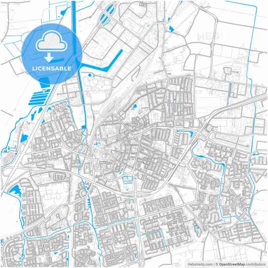 Roosendaal, North Brabant, Netherlands, city map with high resolution roads.