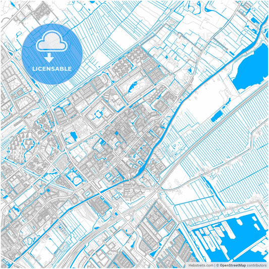Leidschendam-Voorburg, South Holland, Netherlands, city map with high resolution roads.