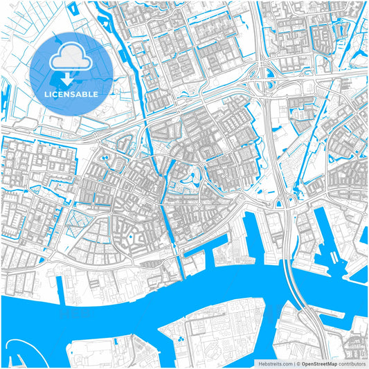 Vlaardingen, South Holland, Netherlands, city map with high resolution roads.