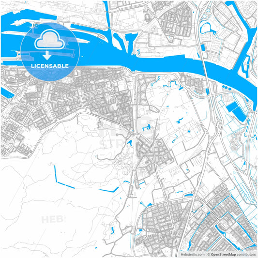Velsen, North Holland, Netherlands, city map with high resolution roads.