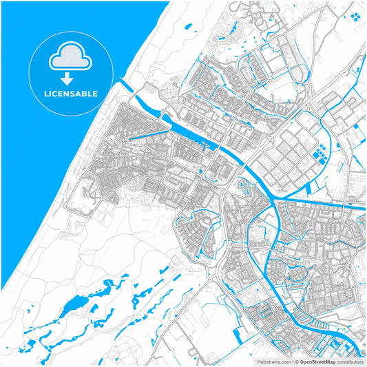 Katwijk, South Holland, Netherlands, city map with high resolution roads.