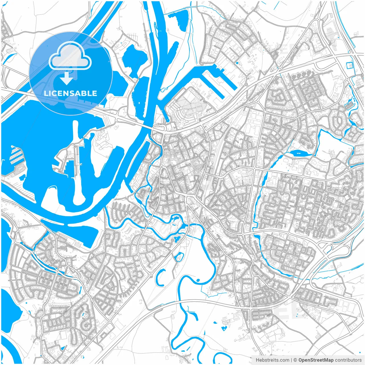 Roermond, Limburg, Netherlands, city map with high resolution roads.
