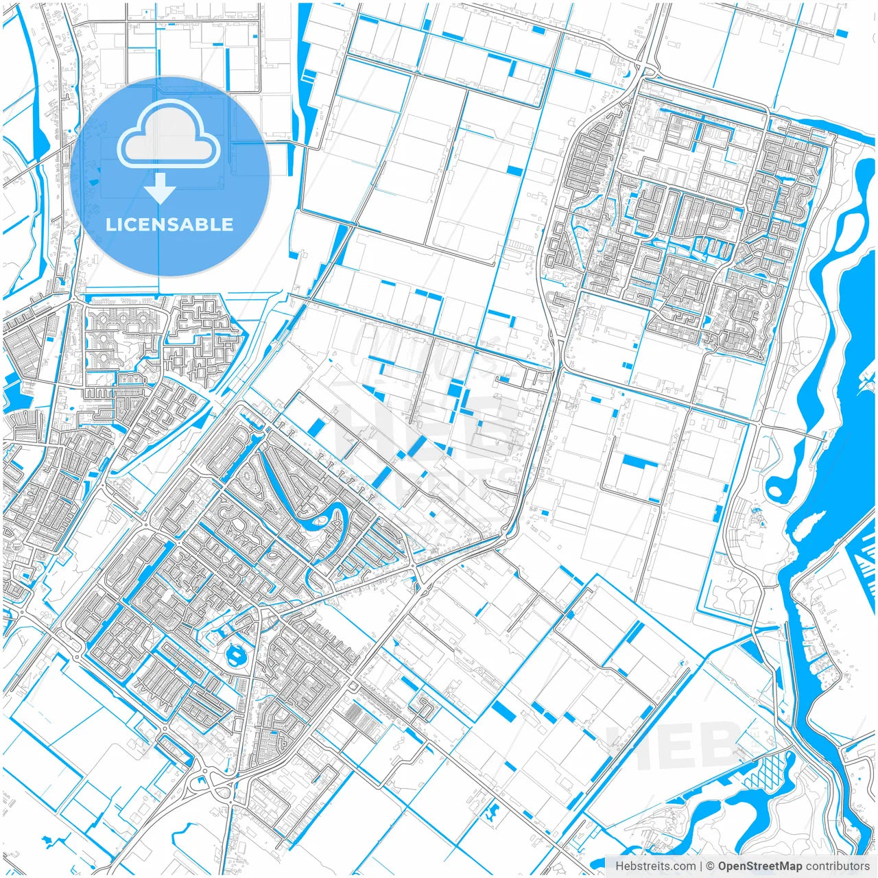 Lansingerland, South Holland, Netherlands, city map with high resolution roads.