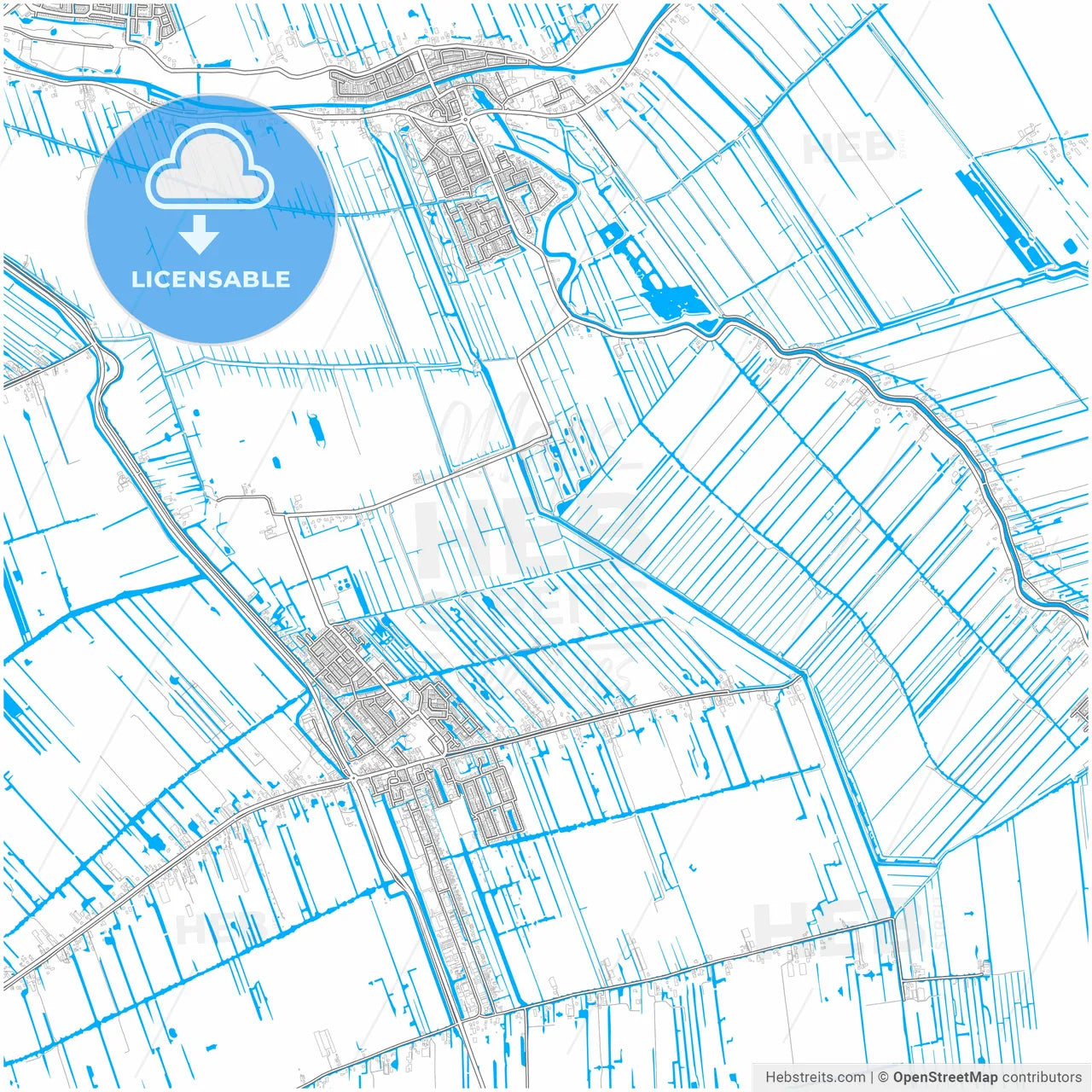 Krimpenerwaard, South Holland, Netherlands, city map with high resolution roads.