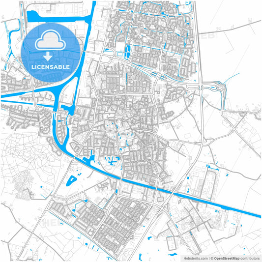 Oosterhout, North Brabant, Netherlands, city map with high resolution roads.