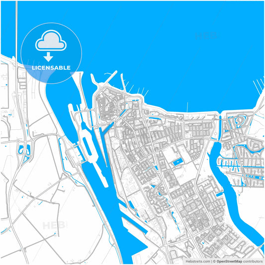 Terneuzen, Zeeland, Netherlands, city map with high resolution roads.