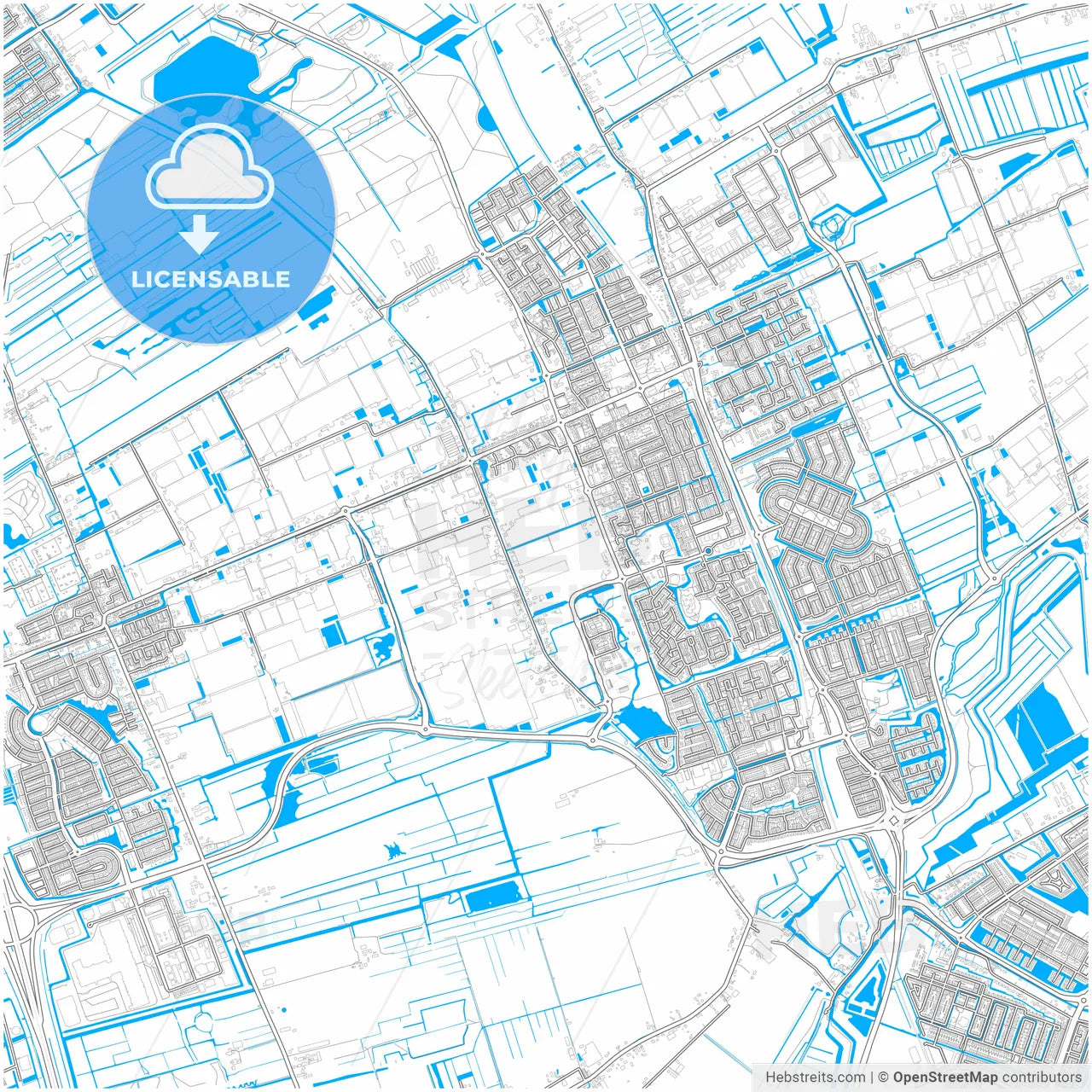 Pijnacker-Nootdorp, South Holland, Netherlands, city map with high resolution roads.