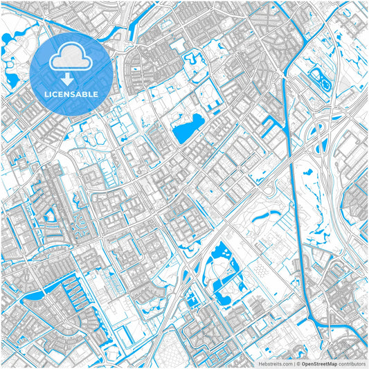 Rijswijk, South Holland, Netherlands, city map with high resolution roads.