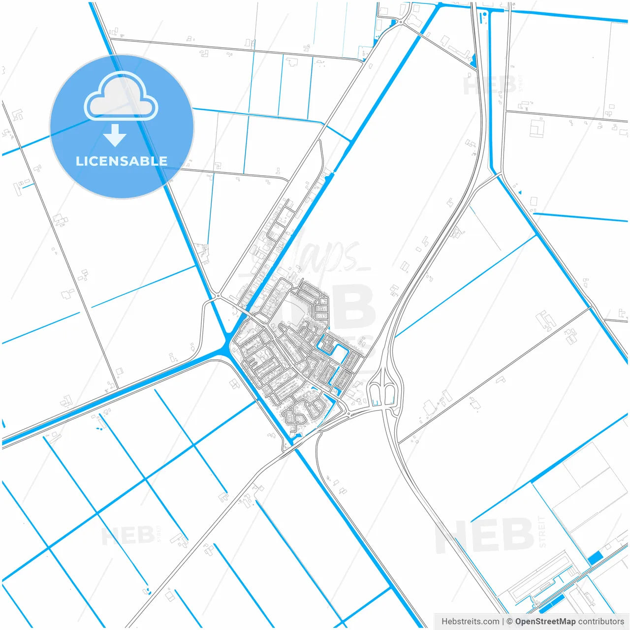 Hollands Kroon, North Holland, Netherlands, city map with high resolution roads.