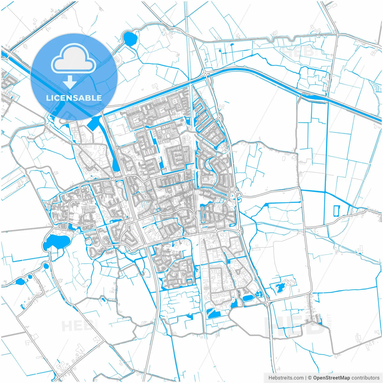 Schagen, North Holland, Netherlands, city map with high resolution roads.