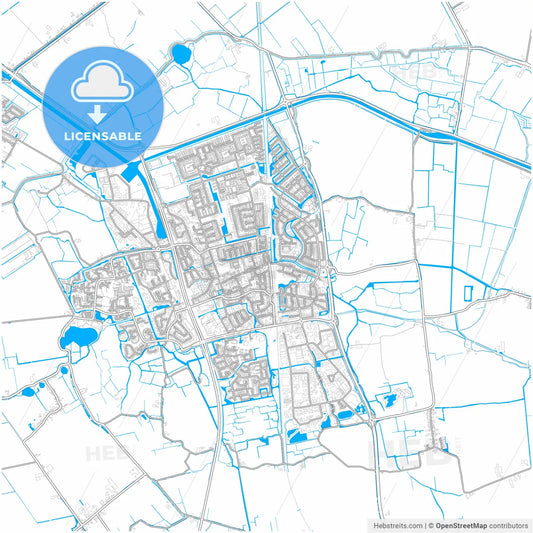 Schagen, North Holland, Netherlands, city map with high resolution roads.