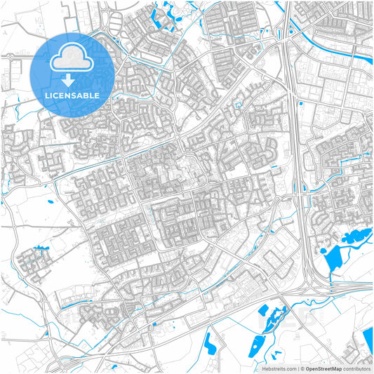 Veldhoven, North Brabant, Netherlands, city map with high resolution roads.