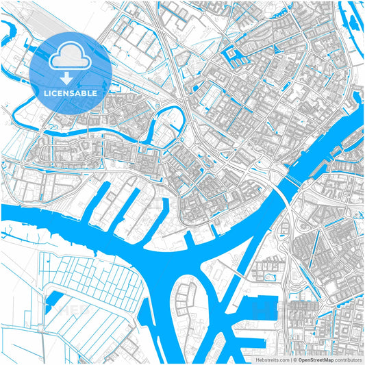 Zwijndrecht, South Holland, Netherlands, city map with high resolution roads.