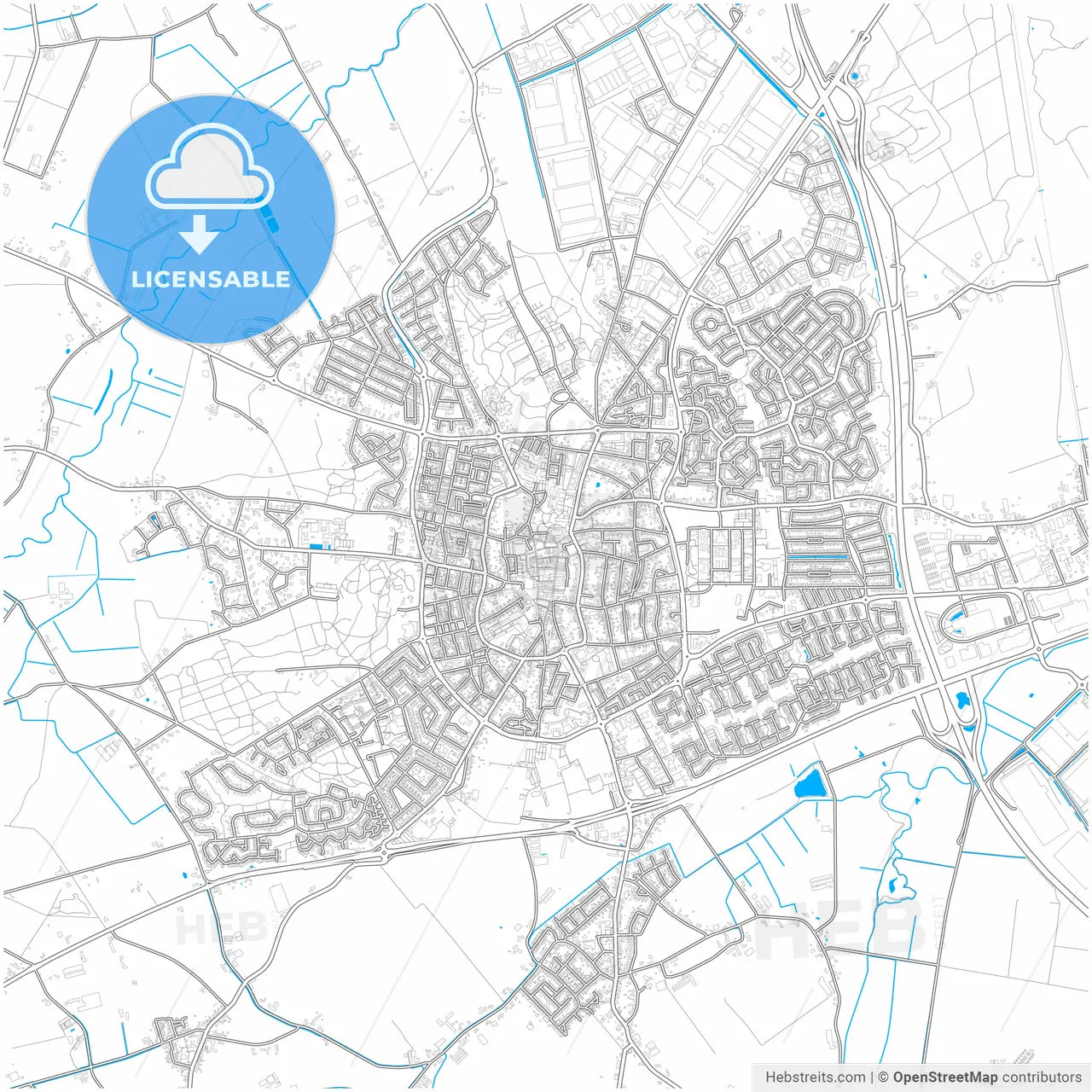 Venray, Limburg, Netherlands, city map with high resolution roads.