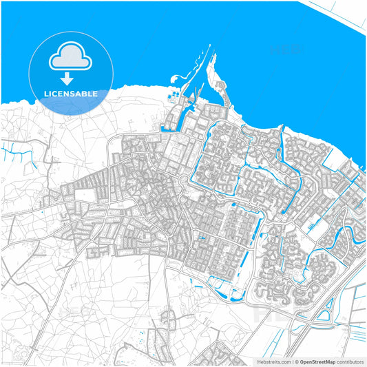 Huizen, North Holland, Netherlands, city map with high resolution roads.