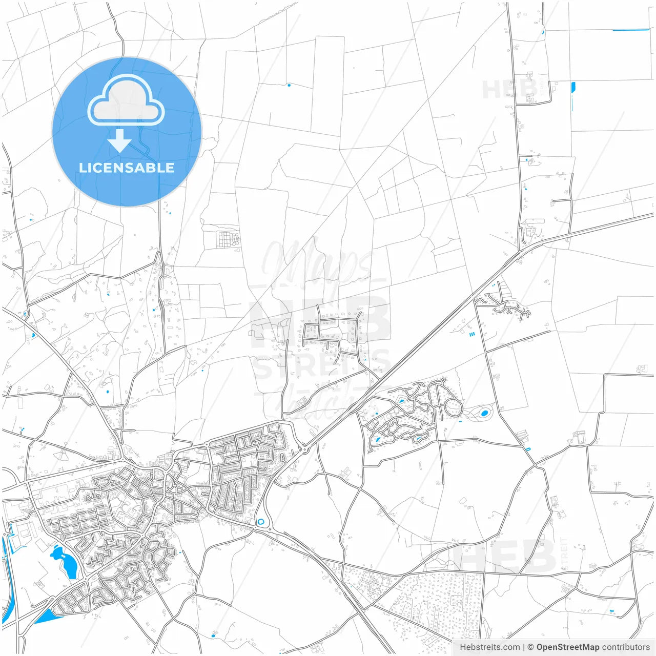 Rijssen-Holten, Overijssel, Netherlands, city map with high resolution roads.