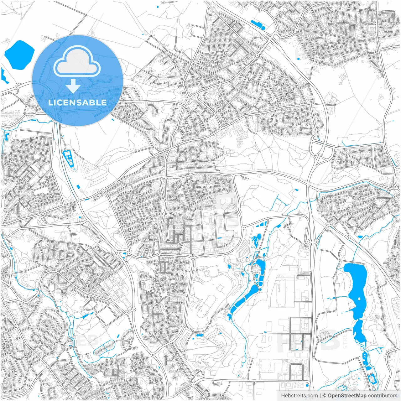 Landgraaf, Limburg, Netherlands, city map with high resolution roads.