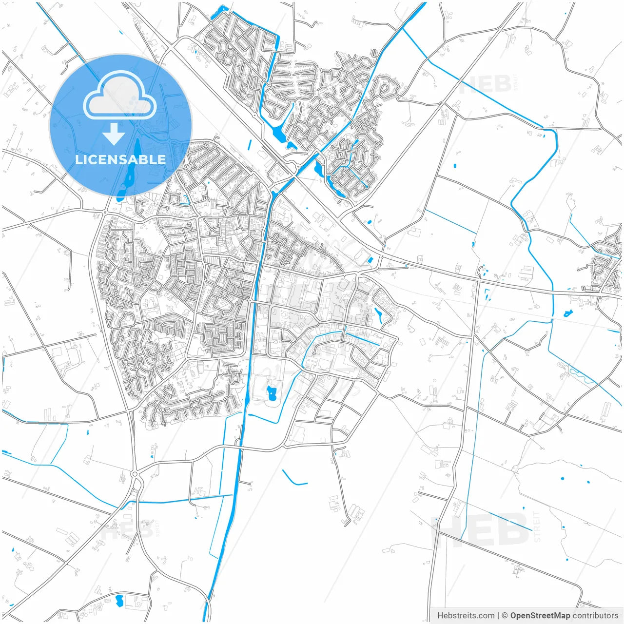 Raalte, Overijssel, Netherlands, city map with high resolution roads.