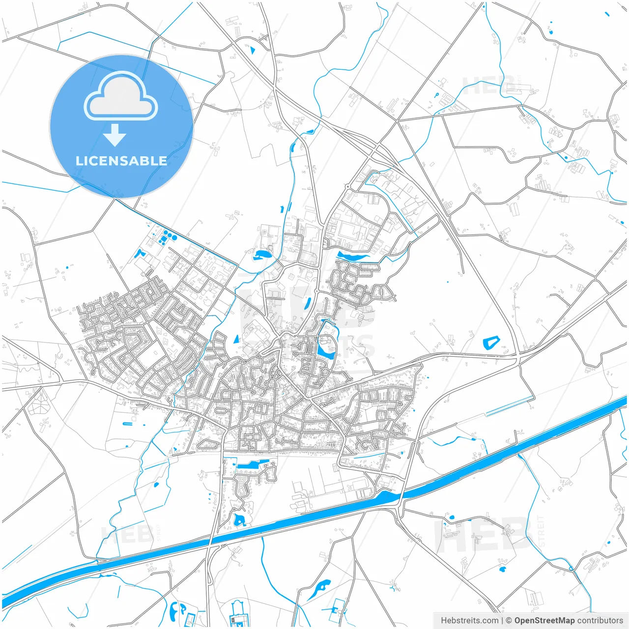 Hof van Twente, Overijssel, Netherlands, city map with high resolution roads.