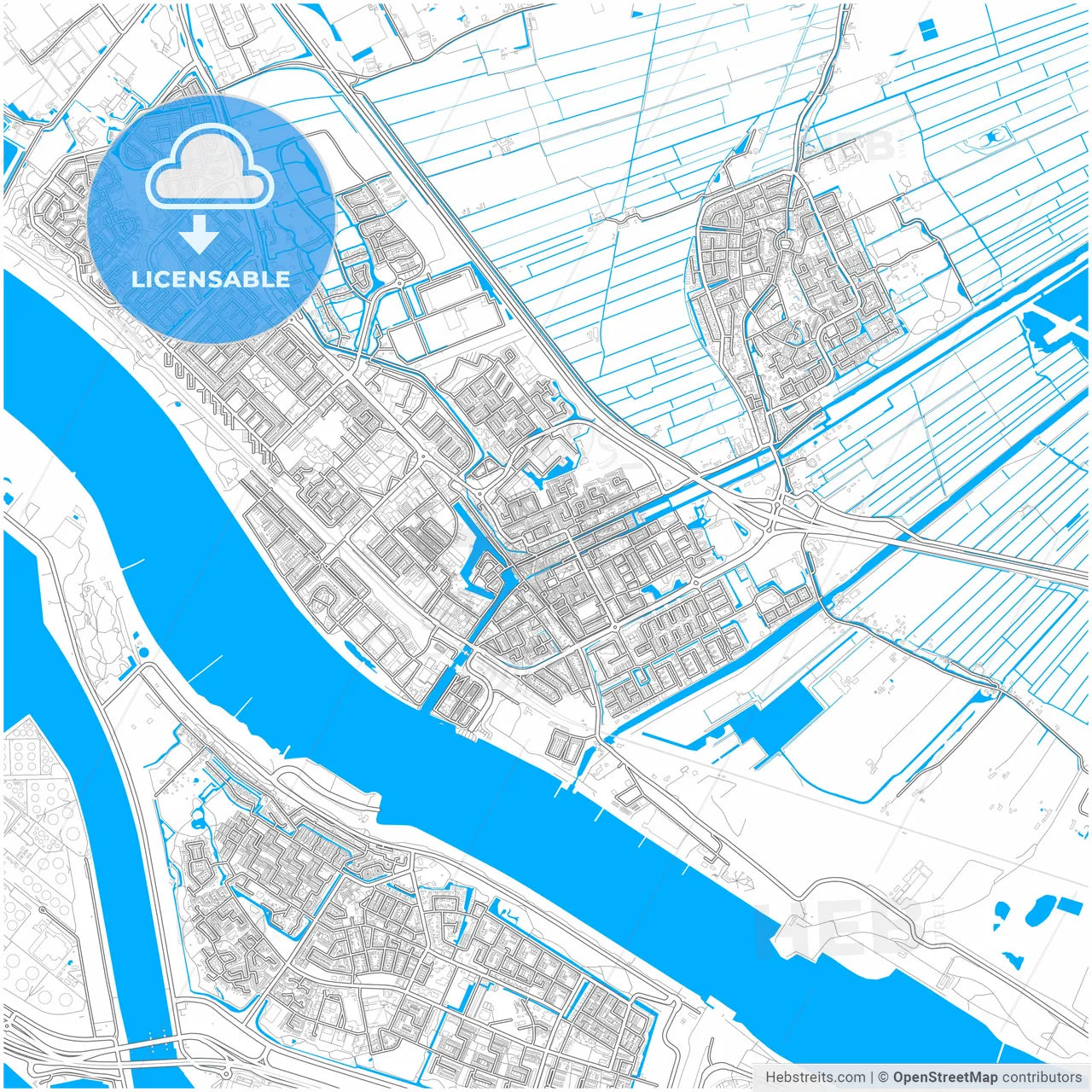 Maassluis, South Holland, Netherlands, city map with high resolution roads.