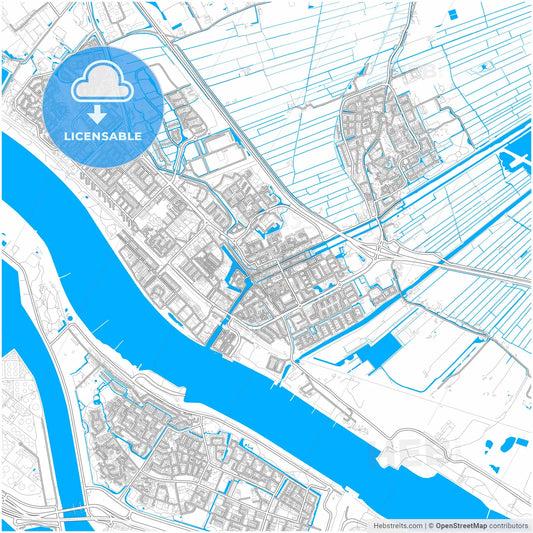Maassluis, South Holland, Netherlands, city map with high resolution roads.