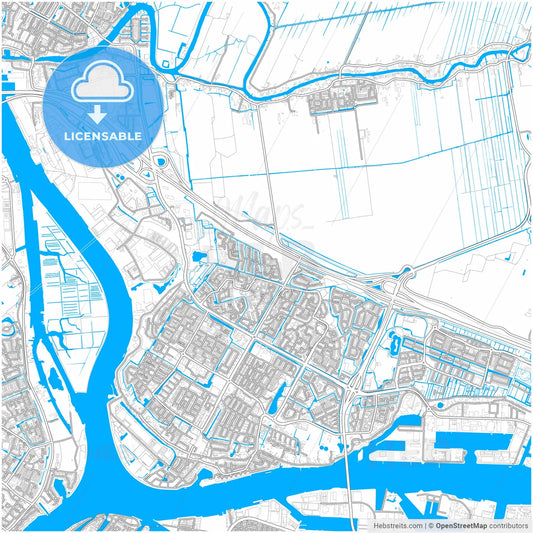 Papendrecht, South Holland, Netherlands, city map with high resolution roads.