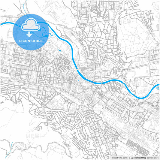 Skopje, North Macedonia, city map with high resolution roads.