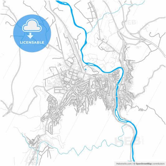 Veles, North Macedonia, city map with high resolution roads.