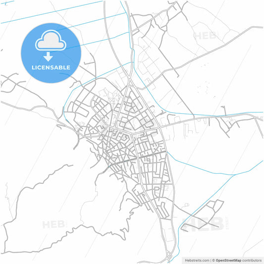 Strumica, North Macedonia, city map with high resolution roads.