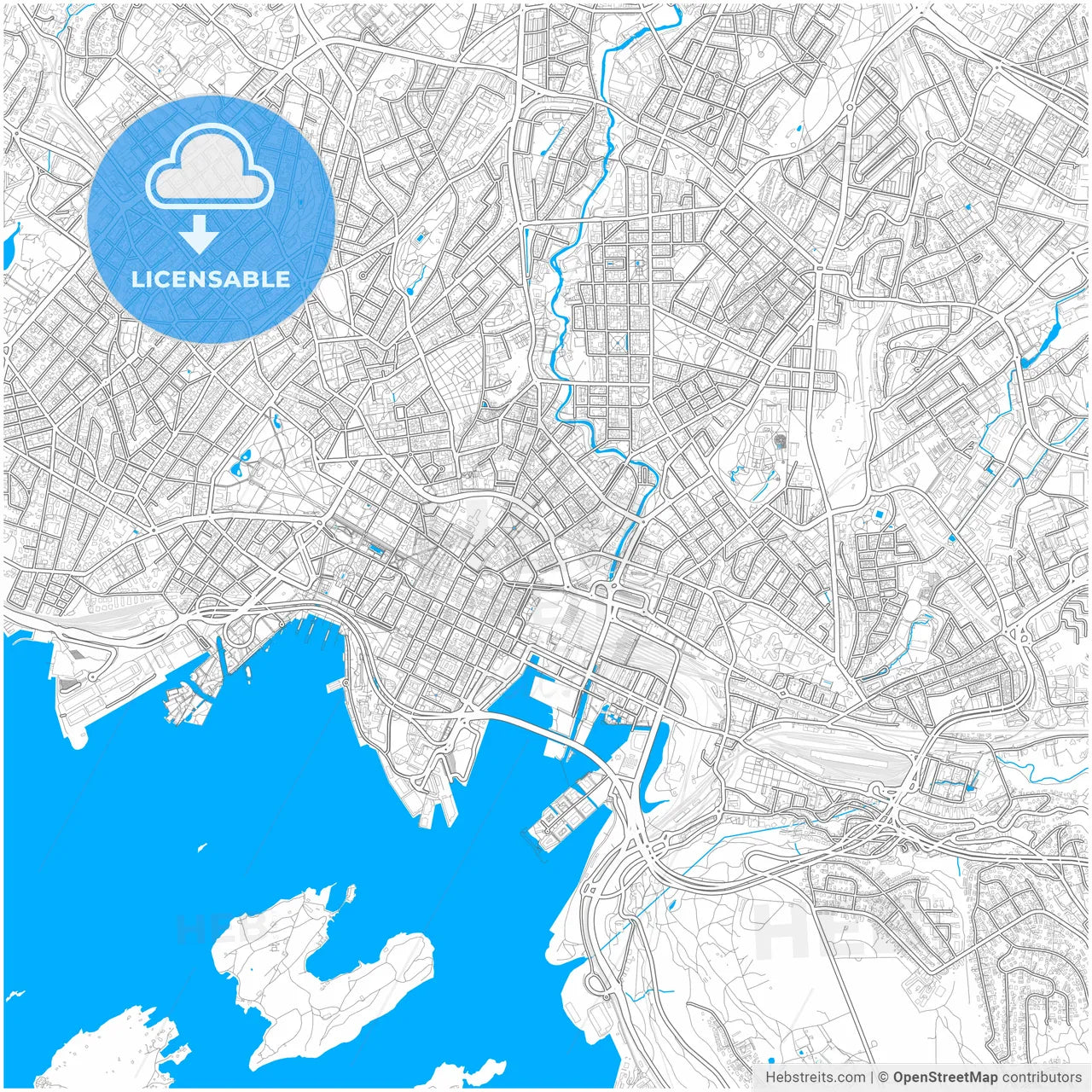 Oslo, Oslo, Norway, city map with high resolution roads.