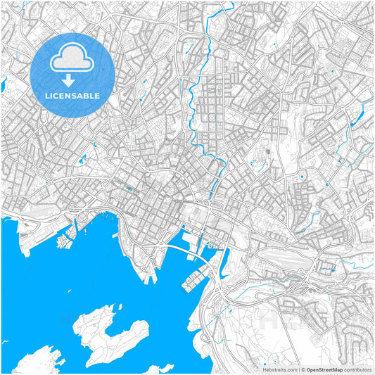 Oslo, Oslo, Norway, city map with high resolution roads.
