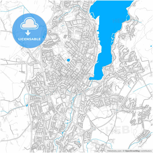 Sandnes, Rogaland, Norway, city map with high resolution roads.