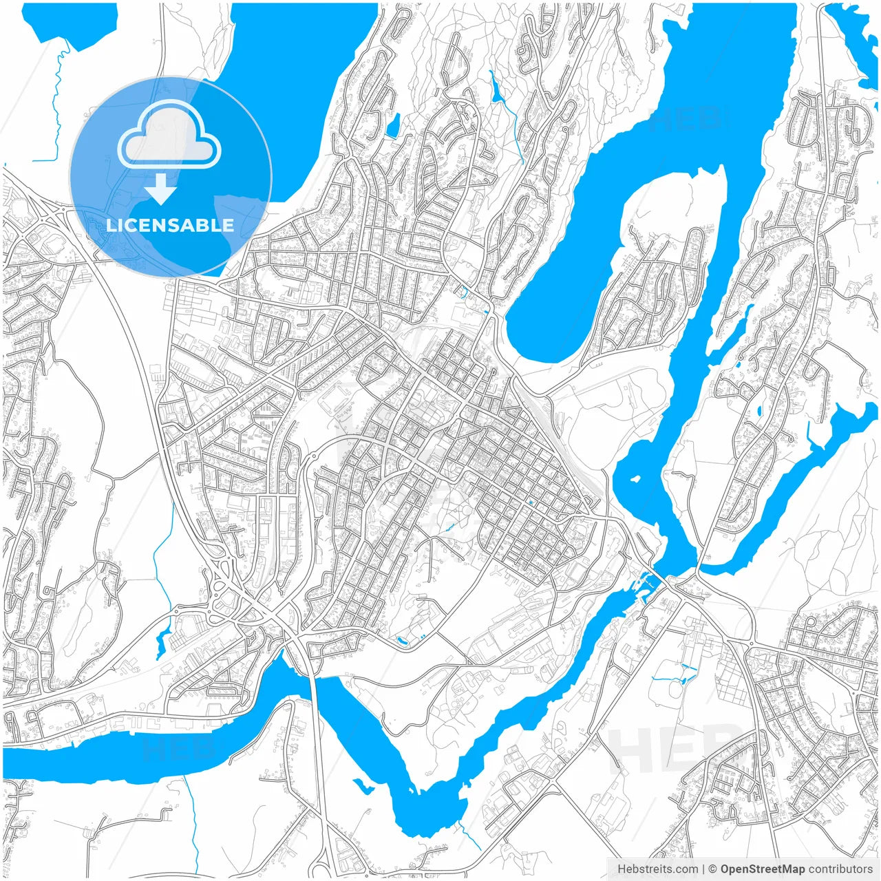 Sarpsborg, Østfold, Norway, city map with high resolution roads.