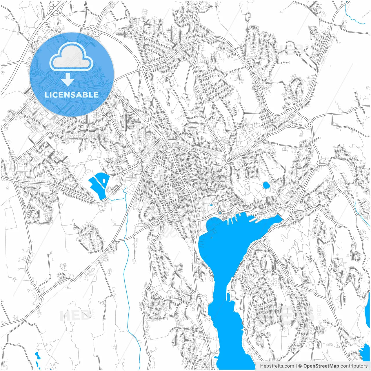 Sandefjord, Vestfold, Norway, city map with high resolution roads.