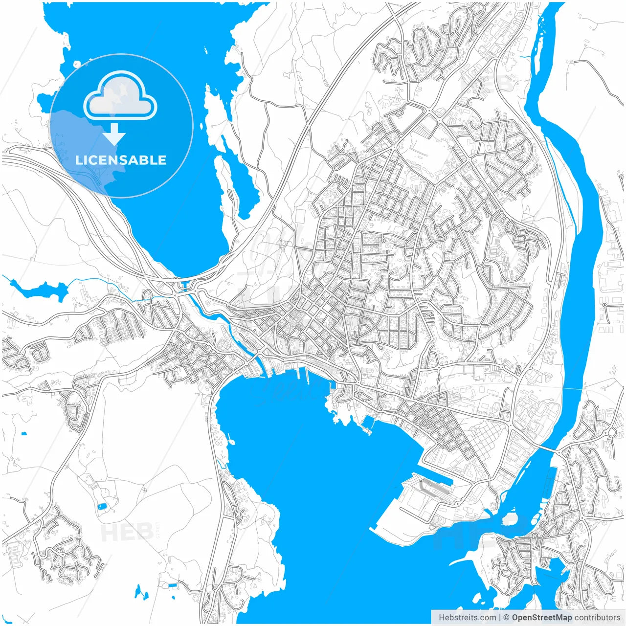 Larvik, Vestfold, Norway, city map with high resolution roads.