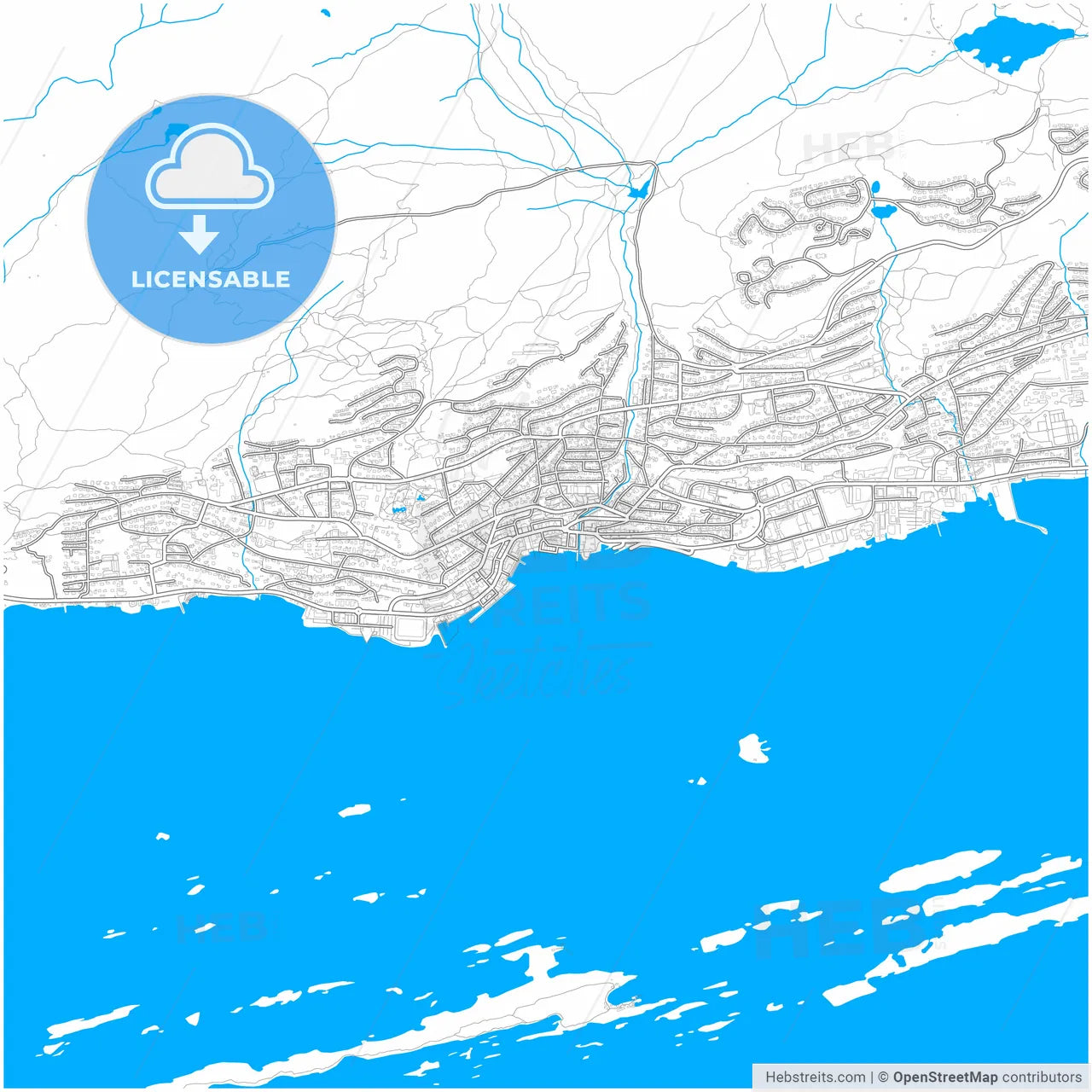 Molde, Møre og Romsdal, Norway, city map with high resolution roads.