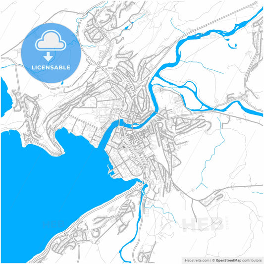 Steinkjer, Trøndelag, Norway, city map with high resolution roads.