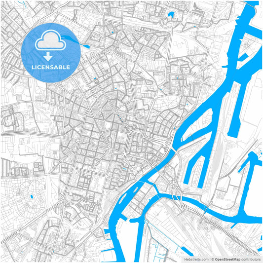 Szczecin, West Pomeranian, Poland, city map with high resolution roads.