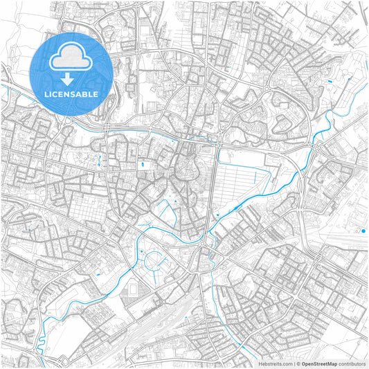 Lublin, Lublin, Poland, city map with high resolution roads.