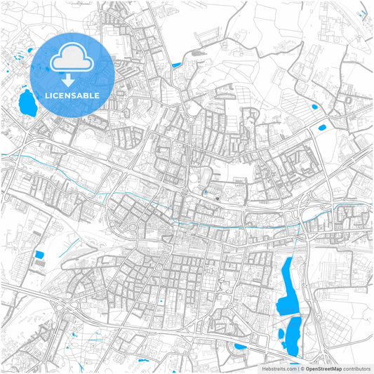 Katowice, Silesian, Poland, city map with high resolution roads.