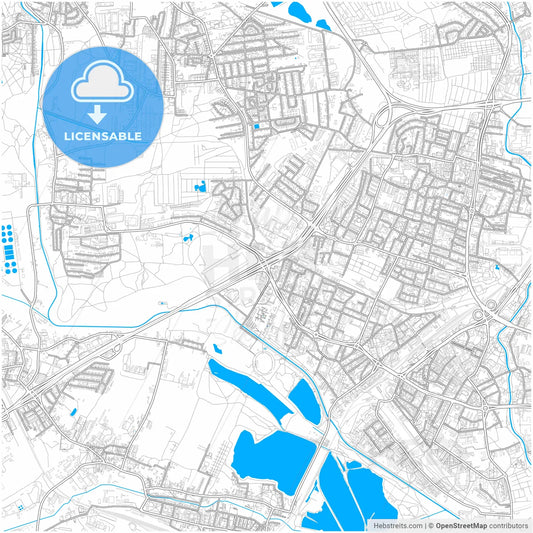 Sosnowiec, Silesian, Poland, city map with high resolution roads.