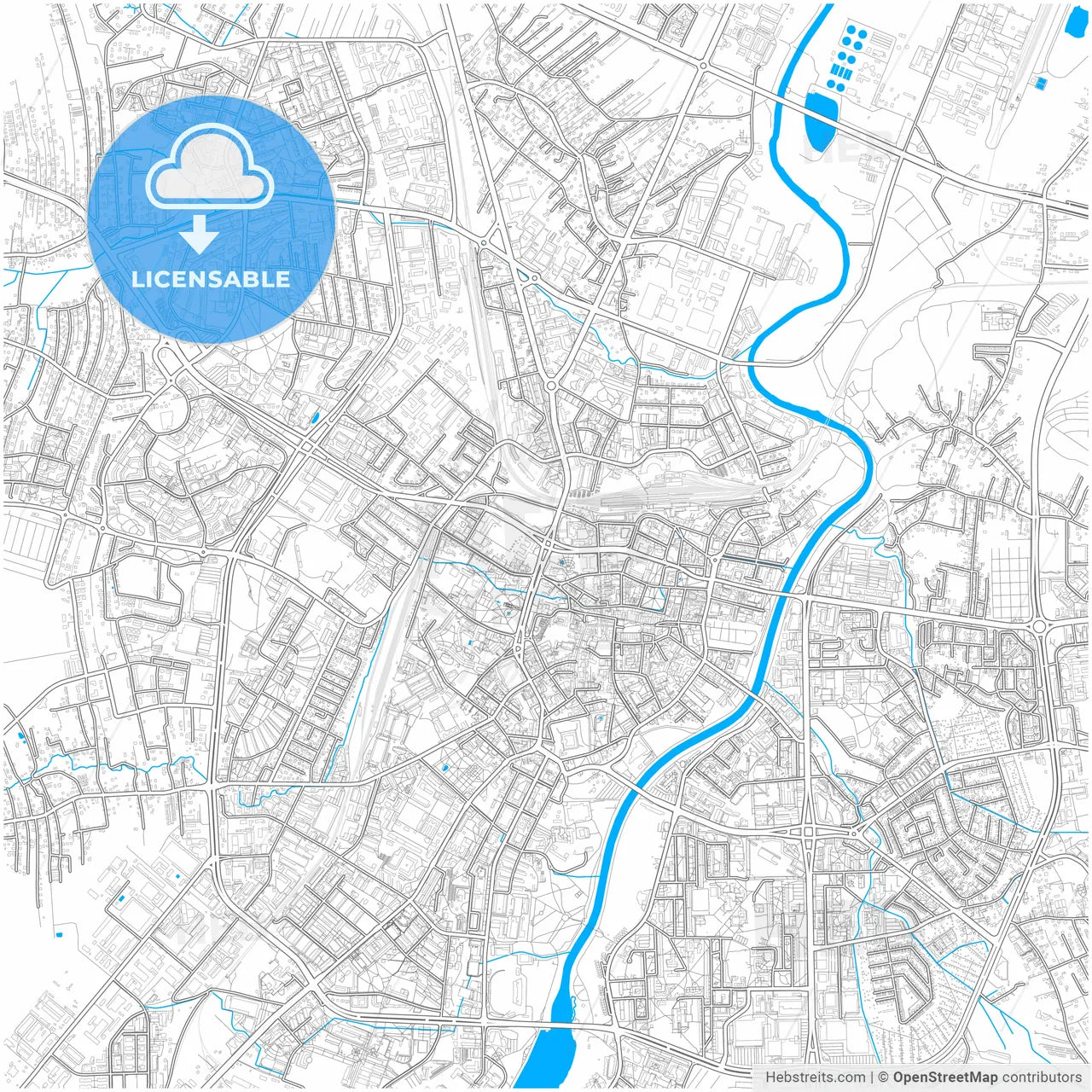 Rzeszów, Podkarpackie, Poland, city map with high resolution roads.