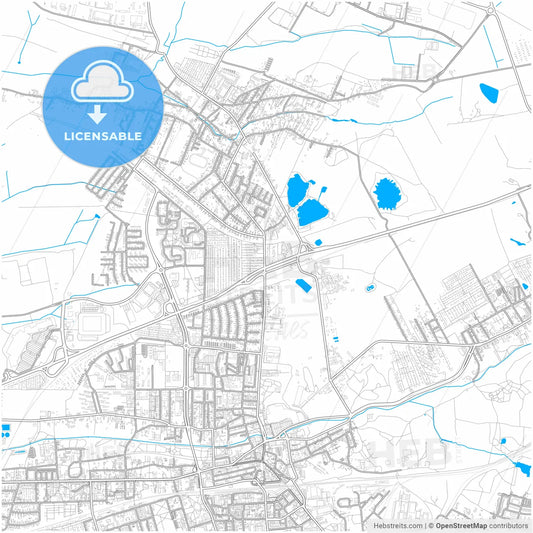 Zabrze, Silesian, Poland, city map with high resolution roads.