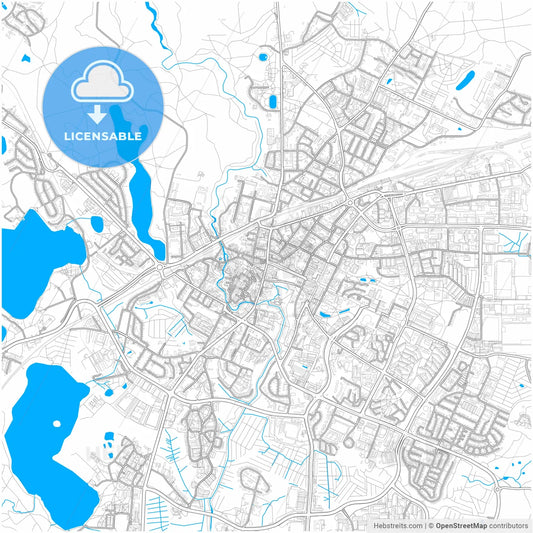 Olsztyn, Warmian-Masurian, Poland, city map with high resolution roads.