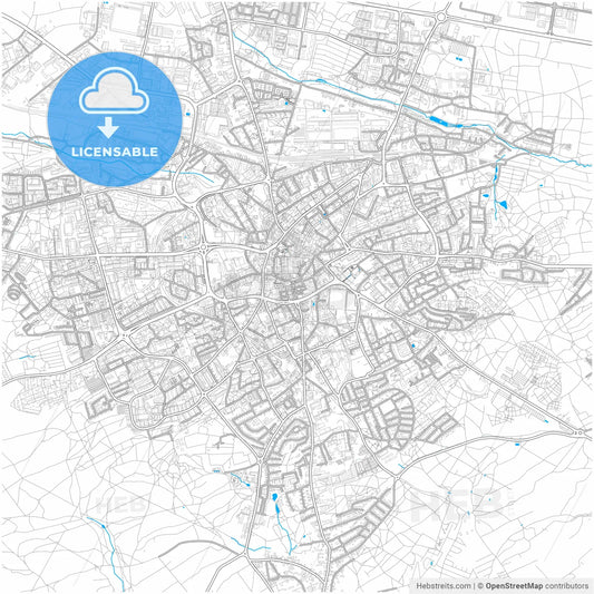 Zielona Góra, Lubusz, Poland, city map with high resolution roads.