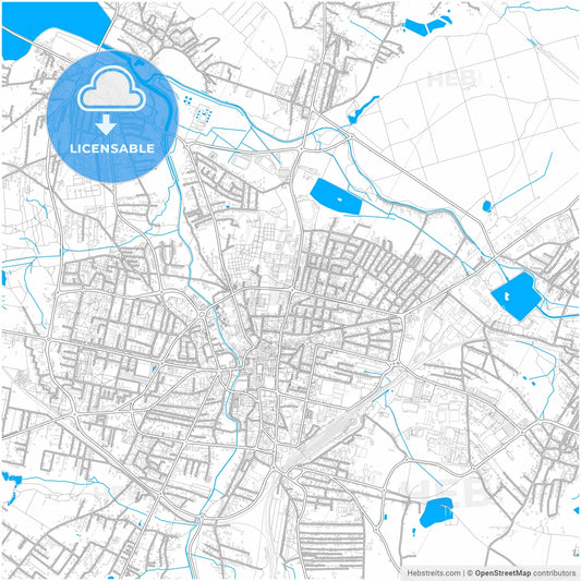 Rybnik, Silesian, Poland, city map with high resolution roads.