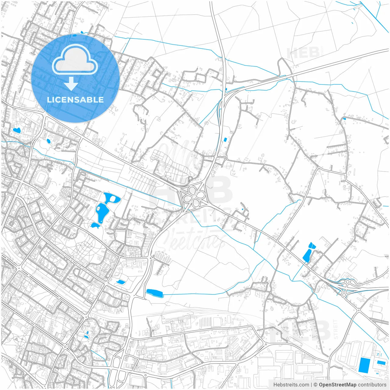 Tychy, Silesian, Poland, city map with high resolution roads.